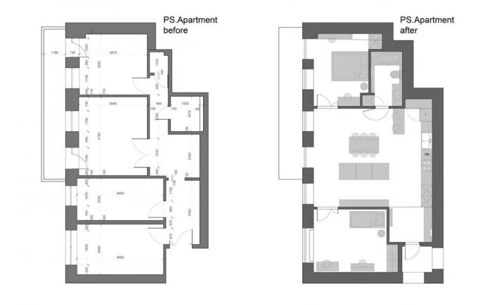 От стария treshki 67 m² в модерен апартамент с две спални