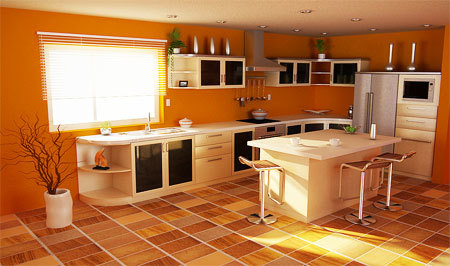 оранжев кухненски дизайн