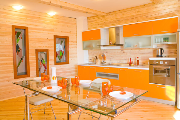 кухненски дизайн в оранжево