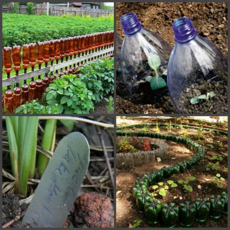 Шест уникални начини полезно използване на празни пластмасови бутилки в градината