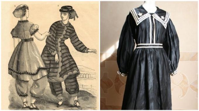 Бански костюми от 19 век: неудобно, но приличен.