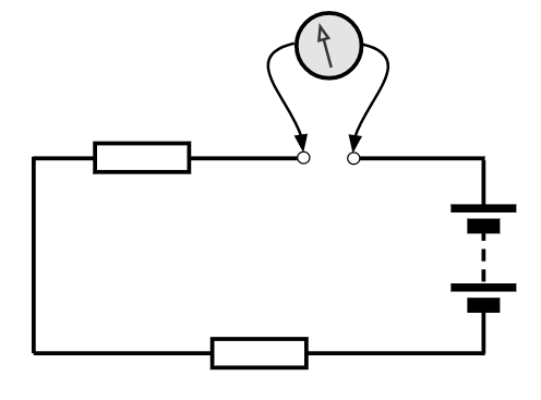 Фиг. Схема 4 мултиметър връзка, когато се измерва ток
