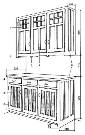 Типичен проект на кухненска стена с поставяне на шкафове