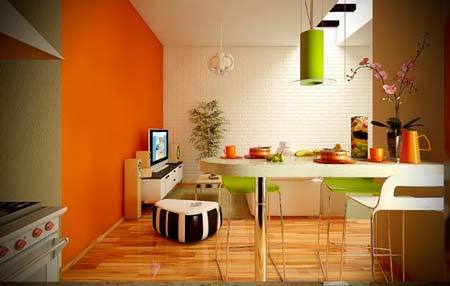 зелена оранжева кухня